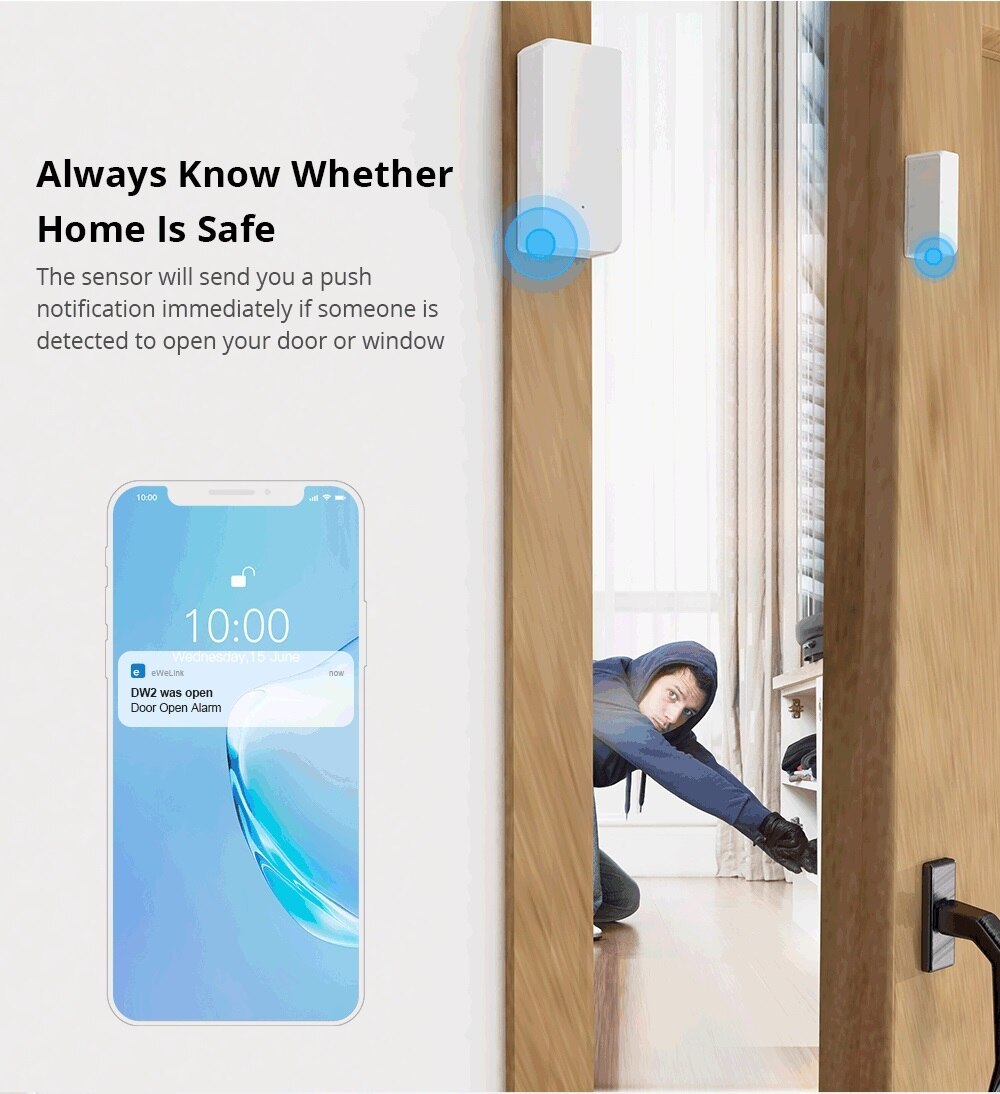Wireless WiFi Door & Window Sensor – Smart Home Security Alarm