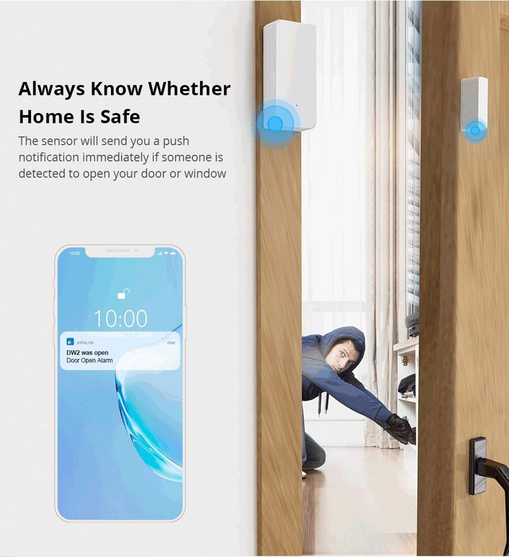 Wireless WiFi Door & Window Sensor – Smart Home Security Alarm